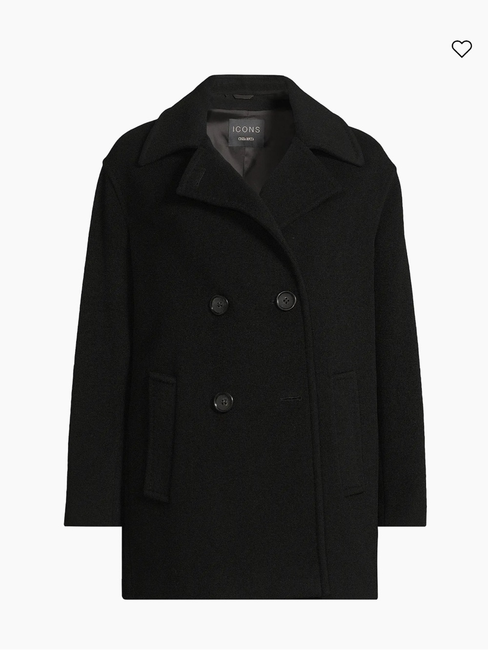 Cinzia Rocca Icons Black Wool & Cashmere Coat NWT orig $995 missing a buttonhole